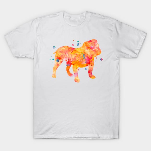 English Bulldog Watercolor Painting T-Shirt by Miao Miao Design